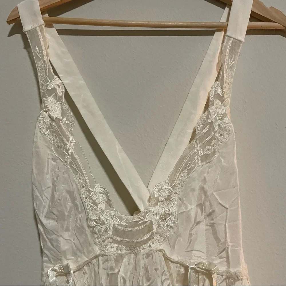 NWT Free People White Lizzy Lace Beaded Babydoll Tank, Size Medium - Picture 4 of 5